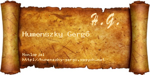 Humenszky Gergő névjegykártya