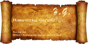 Humenszky Gergő névjegykártya